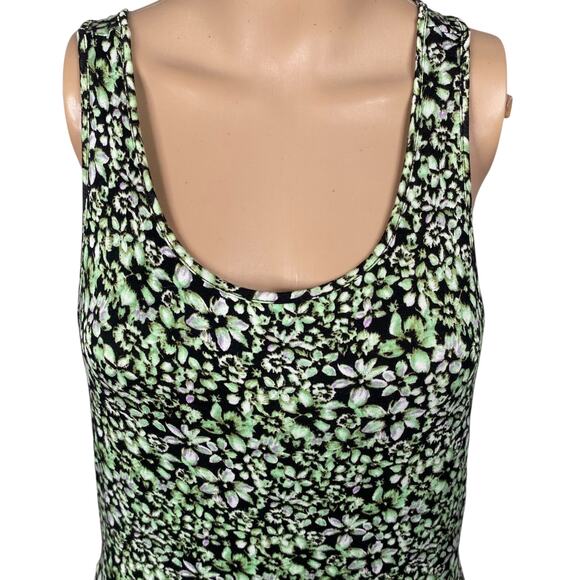 BCBGeneration Green Black Ditsy Floral Crossback Sundress SZ L - Picture 3 of 9